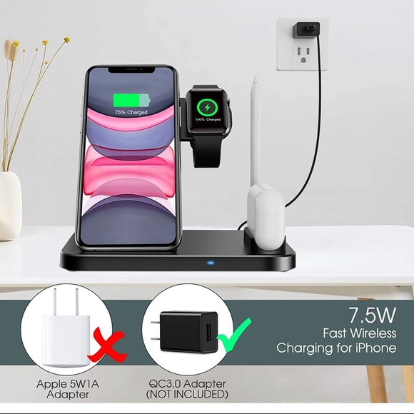 QI-EU 4 in 1 FAST CHARGER , Black, NIB - Picture 7 of 9